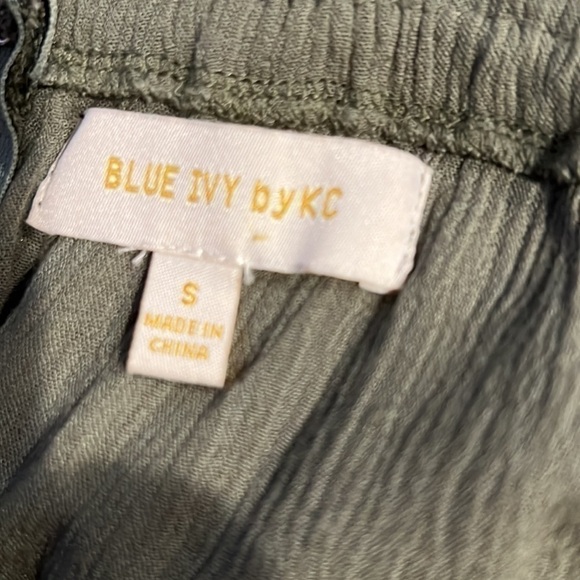 BLUE IVY by KC Olive Green Jumpsuit elastic at ankles size small - Picture 8 of 10